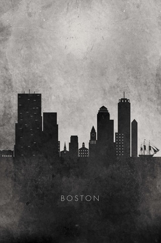 Black and White Minimalist Boston Skyline