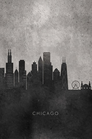 Black and White Minimalist Chicago Skyline