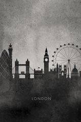 Black and White Minimalist London Skyline