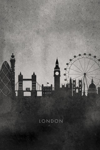Black and White Minimalist London Skyline