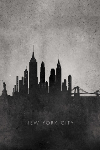 Black and White Minimalist New York City Skyline