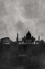 Black and White Minimalist Rome Skyline