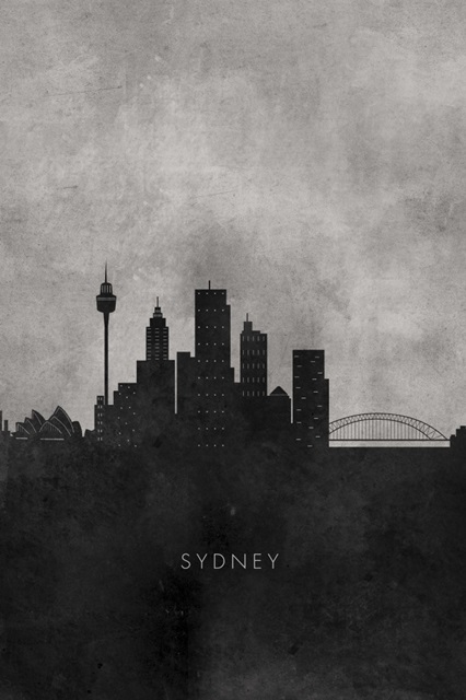 Black and White Minimalist Sydney Skyline