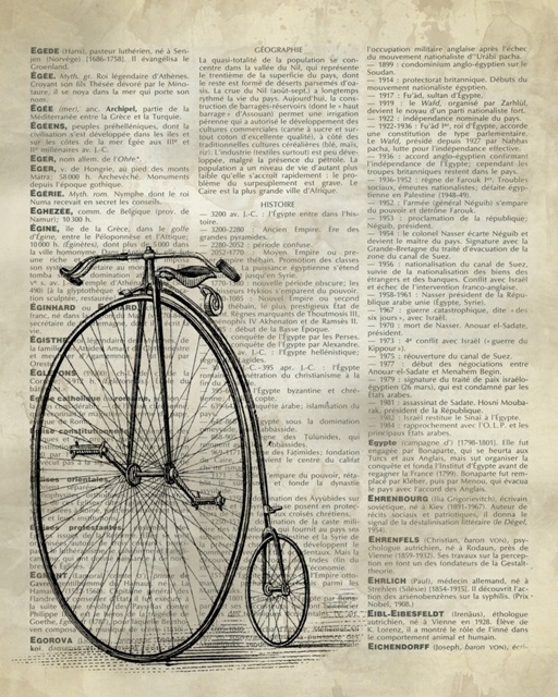 Vintage Dictionary Art: Antique Bike