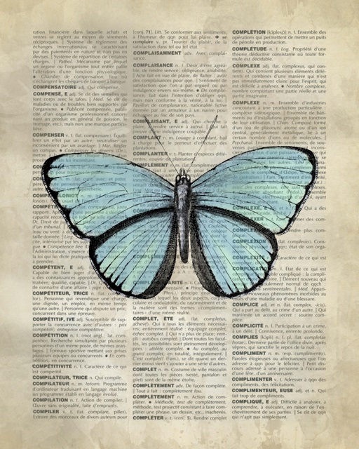 Vintage Dictionary Art: Butterfly III