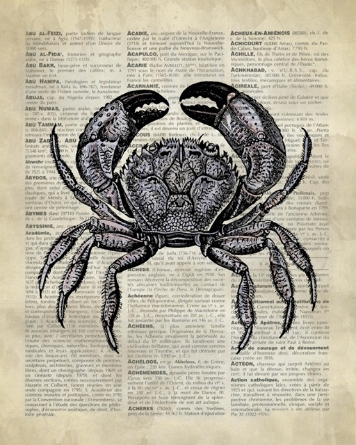 Vintage Dictionary Art: Crab