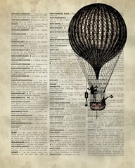 Vintage Dictionary Art: Hot Air Balloon 2