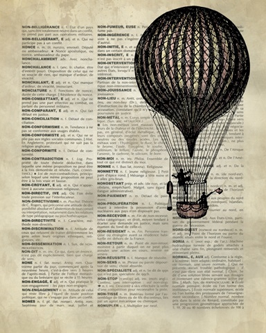 Vintage Dictionary Art: Hot Air Balloon 2