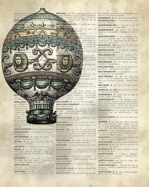 Vintage Dictionary Art: Hot Air Balloon 3