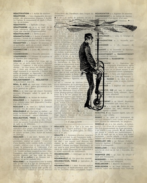 Vintage Dictionary Art: Man Flying