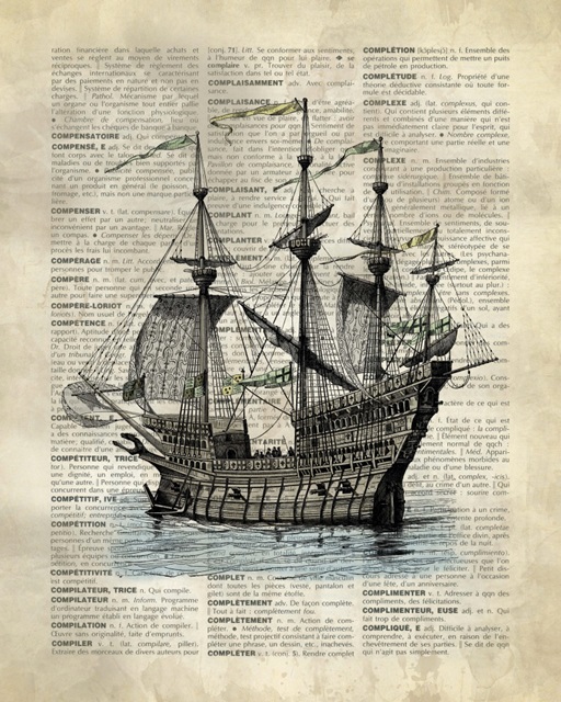 Vintage Dictionary Art: Ship