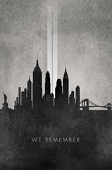 We Remember - 911 NYC minimalist skyline