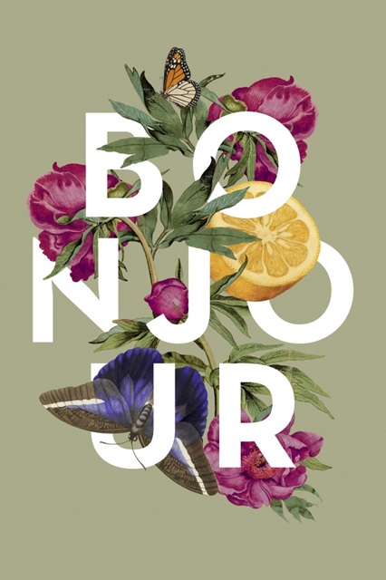 Vintage Floral Collage - Bonjour