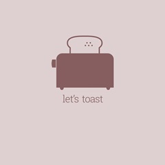 Let's Toast - minimalist retro kitchen art