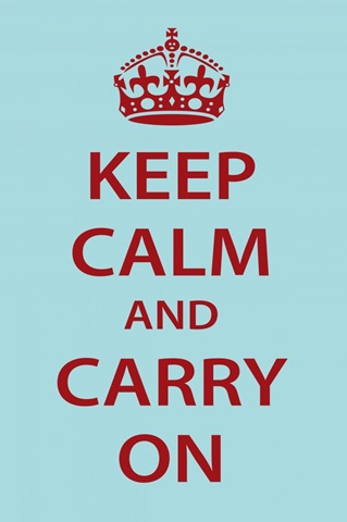 Keep Calm Wall Art [Red on Light Blue]