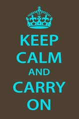 Keep Calm Wall Art [Turquoise on Dark Brown]