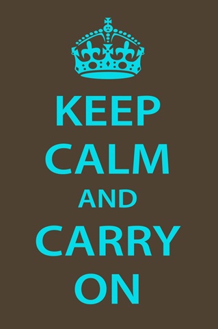 Keep Calm Wall Art [Turquoise on Dark Brown]