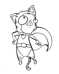 Superhero Cat Children's coloring page