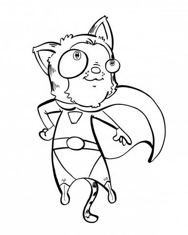 Superhero Cat Children's coloring page