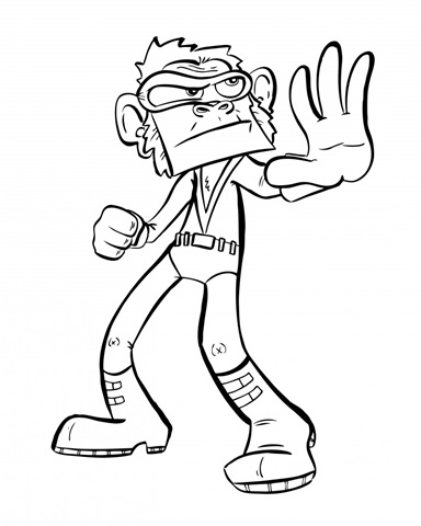 Superhero Chimpanzee Children's coloring page