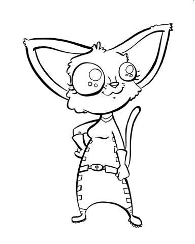 Superhero Fennec Fox Children's coloring page