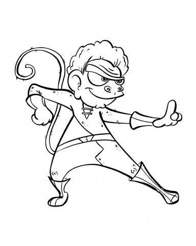 Superhero Monkey Children's coloring page