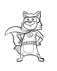 Superhero Raccoon Children's coloring page