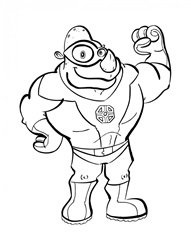 Superhero Rhino Children's coloring page