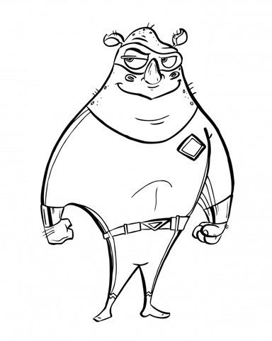 Superhero Rhinoceros Children's coloring page