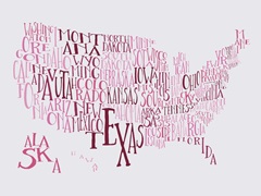 Bubble Gum US Typography Map