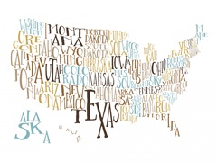 Earth Water US Typography Map