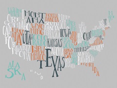 Orange Taffy US Typography Map