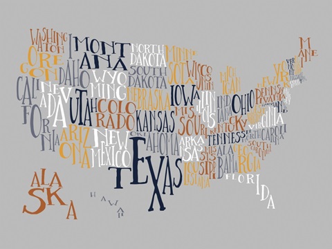 Overlook US Typography Map