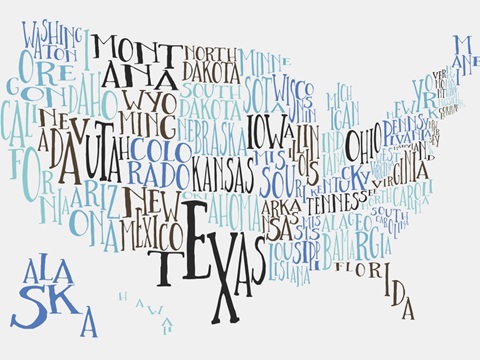 Turquoise Noise US Typography Map