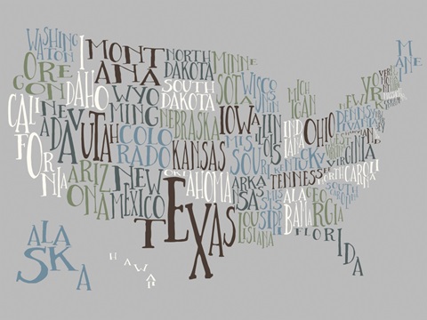 Vintage Chill US Typography Map