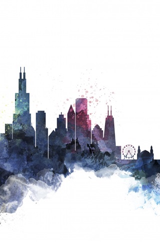 Chicago Watercolor Cityscape