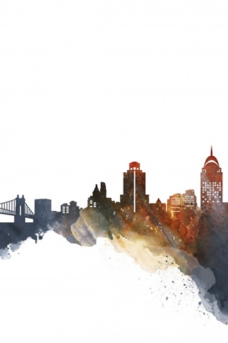 Cincinnati Watercolor Cityscape