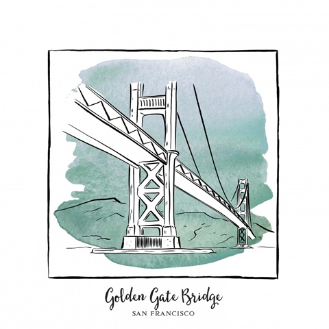 Golden Gate Bridge - Brushstroke Buildings