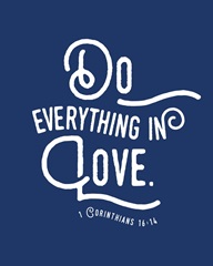 1 Corinthians 16:13-14 - Scripture Art in White and Navy