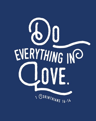 1 Corinthians 16:13-14 - Scripture Art in White and Navy