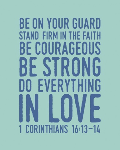 1 Corinthians 16:14 - Scripture Art in Blue and Teal