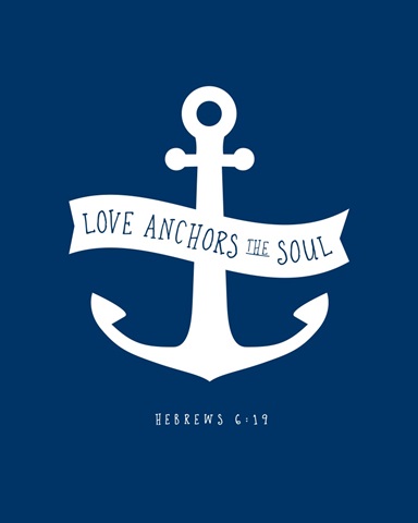 Hebrews 6:19 - Scripture Art in White and Navy