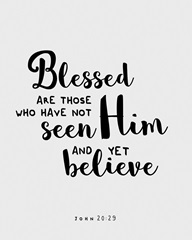 John 20:29 - Scripture Art in Black and White