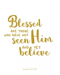 John 20:29 - Scripture Art in Gold and White