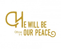 Micah 5:5 - Scripture Art in Gold and White