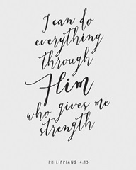 Philippians 4:13 - Scripture Art in Black and White
