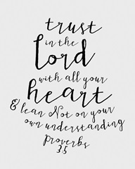 Proverbs 3:5 - Scripture Art in Black and White