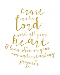 Proverbs 3:5 - Scripture Art in Gold and White