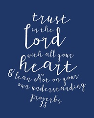 Proverbs 3:5 - Scripture Art in White and Navy