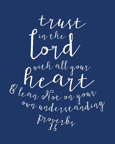 Proverbs 3:5 - Scripture Art in White and Navy
